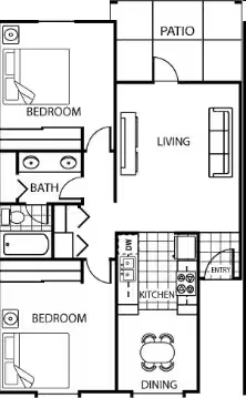 Two Bedroom One Bath 249 249 floor plan